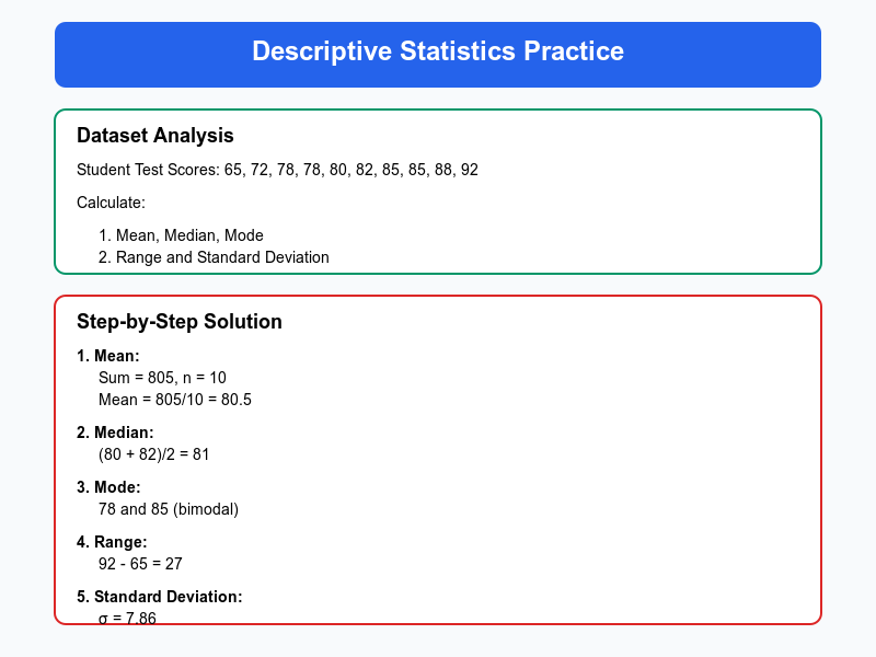 Descriptive Statistics Worksheet